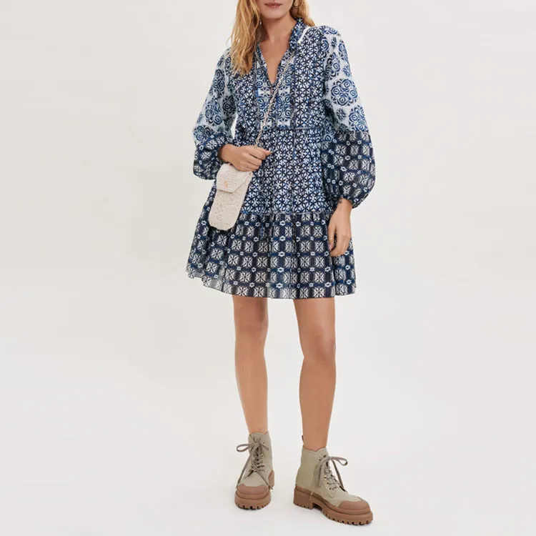 Maje Long-Sleeved Dresses Women's Blue-1