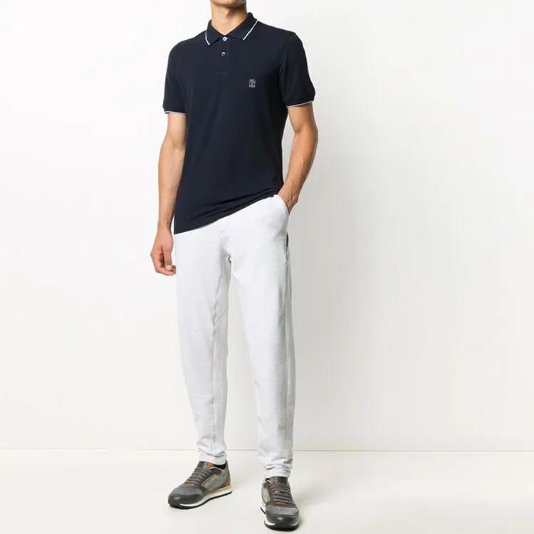 Brunello Cucinelli Polo Shirts Men Dark Blue-3