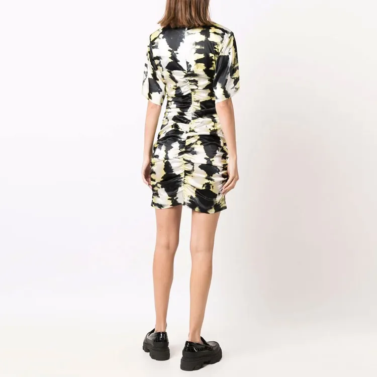 GANNI Short Sleeved Dresses Women's Yellow-2
