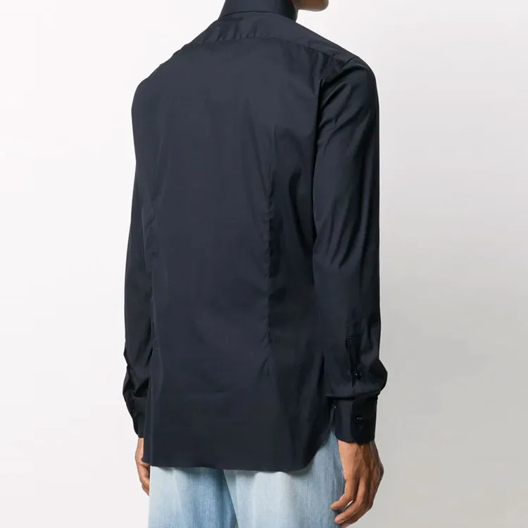 BARBA Long Sleeved Straight Hem Shirt-3