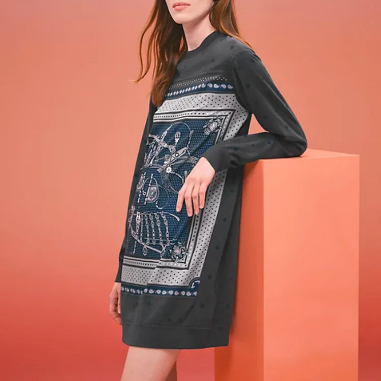 HERMES Long-Sleeved Dresses Women's Cyan-1