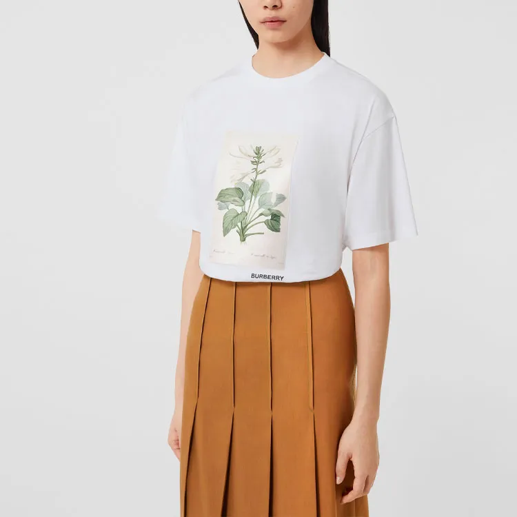 Burberry Women's Frontal Logo Cotton T Shirt White-1