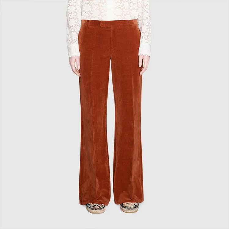GUCCI Velvet Flared Leg Pants-2
