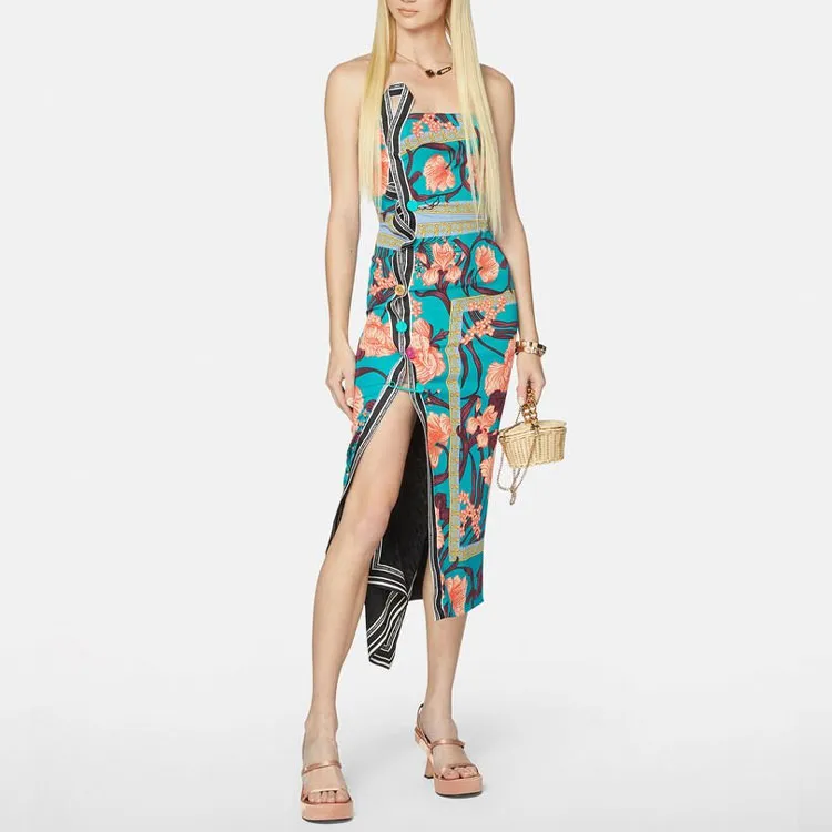 VERSACE Sleeveless Dresses Women's Blue-3