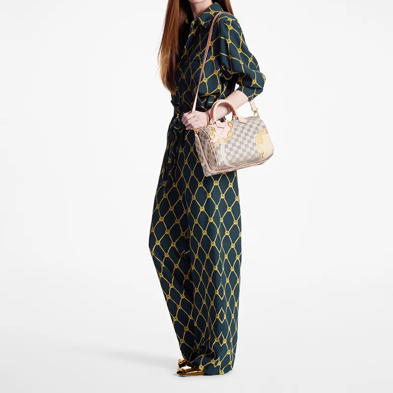 LOUIS VUITTON Speedy Coated Canvas With Leather Pillow Bag Crossbody Handbag 25 Women's White-8