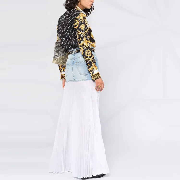 BALMAIN Denim Long Skirts Women's White-1