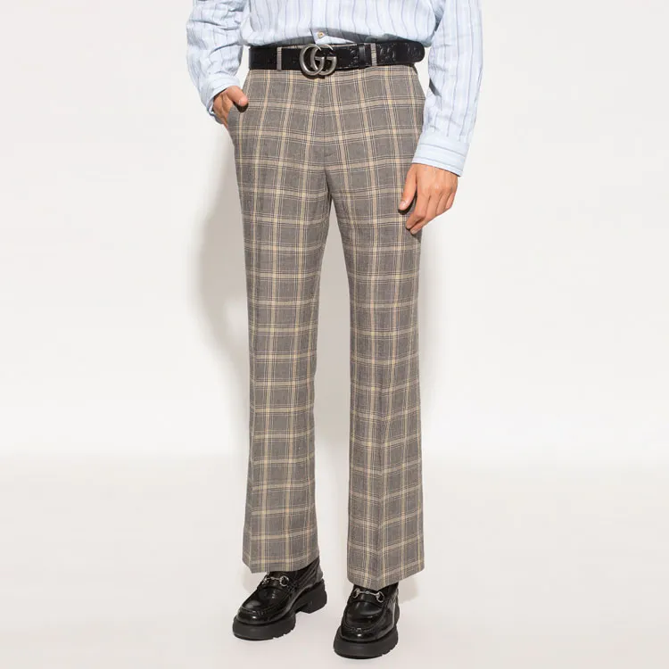 GUCCI Checkered Straight Leg Trousers-3