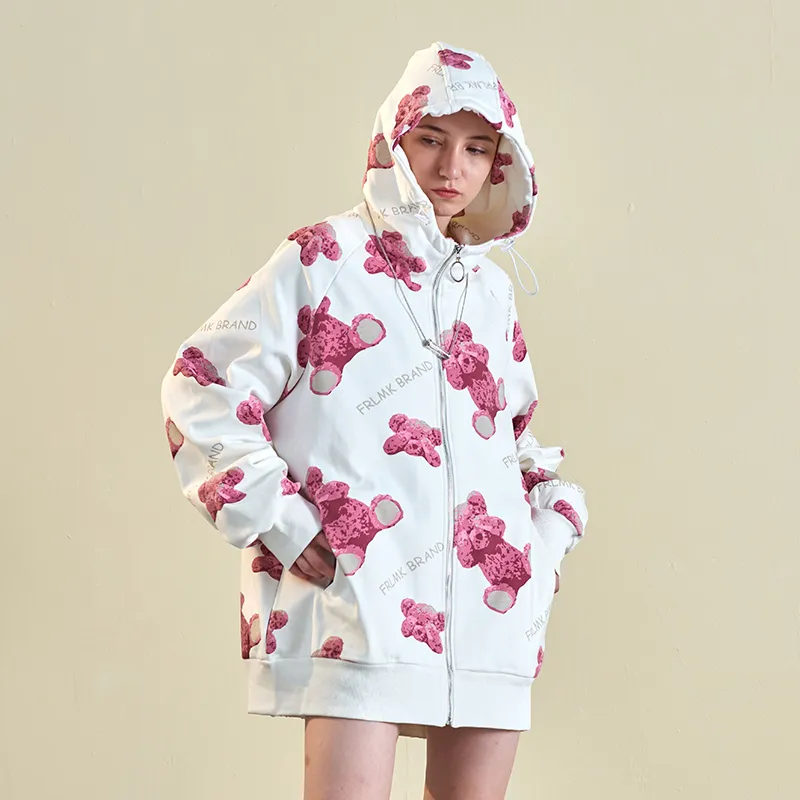 FRLMK Hooded Loose Fit Sweatshirt Unisex White-3