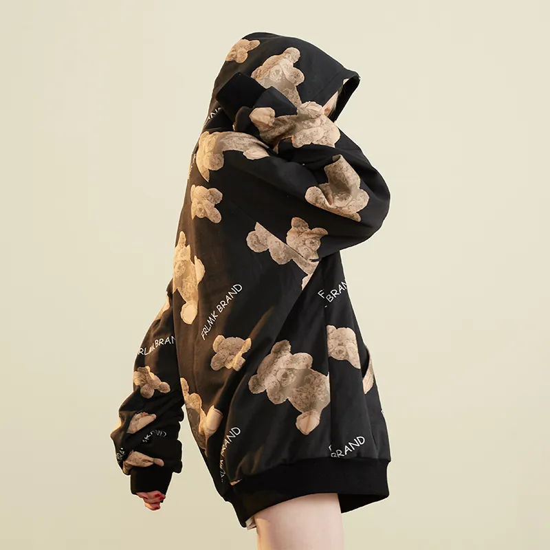 FRLMK Hooded Loose Fit Regular Sweatshirt Unisex Black-4