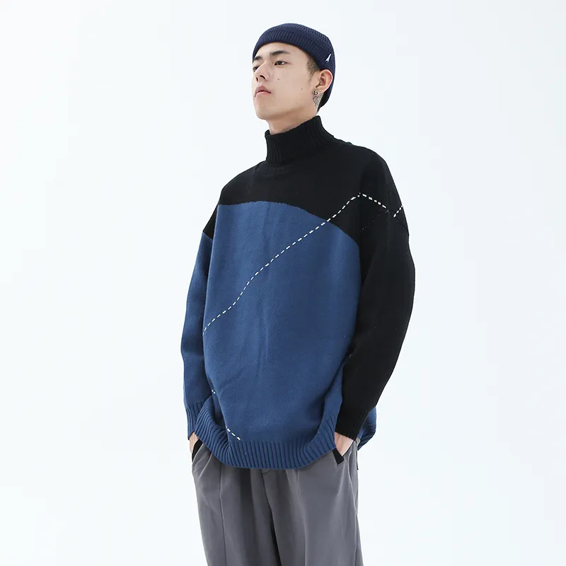 F426 Sweaters Unisex Black Blue-3