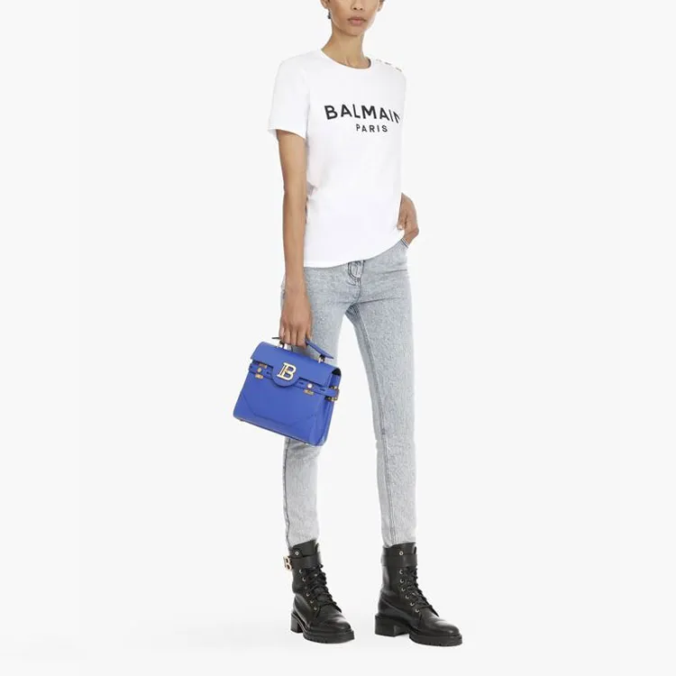BALMAIN Logo Printed Crewneck T Shirt-4