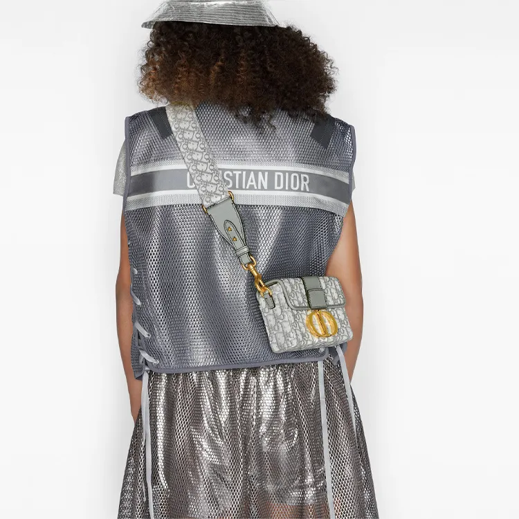 DIOR 30 Montaigne Collection Jacquard With Leather Box Bag, Shoulder Bag, Crossbody Bag Women's Gray-7