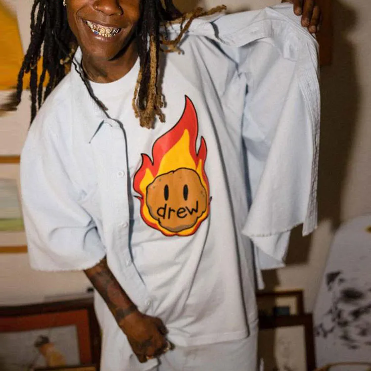 Drew House Smiley Collection Shirt Unisex Light Blue-7
