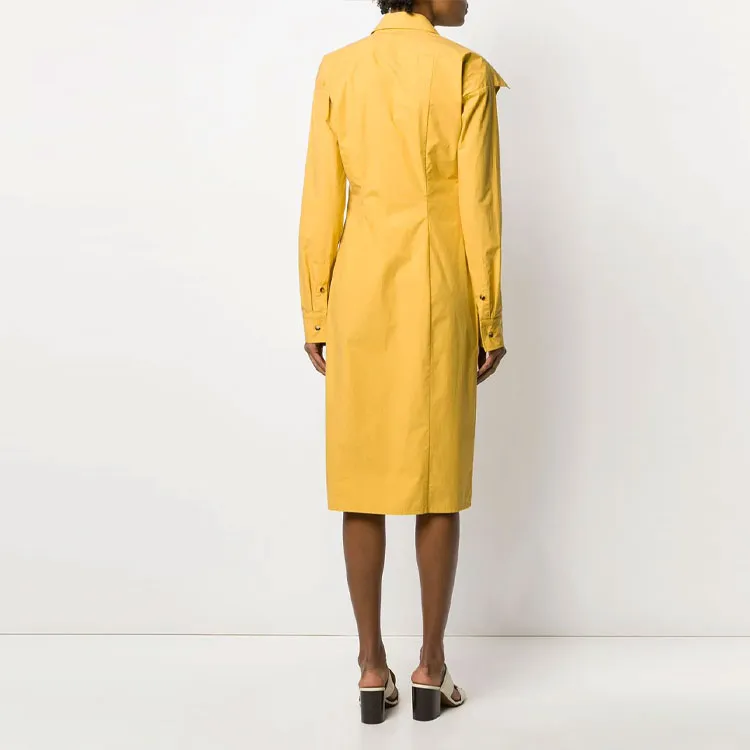 Bottega Veneta Long Sleeved Dresses Women's Yellow-3