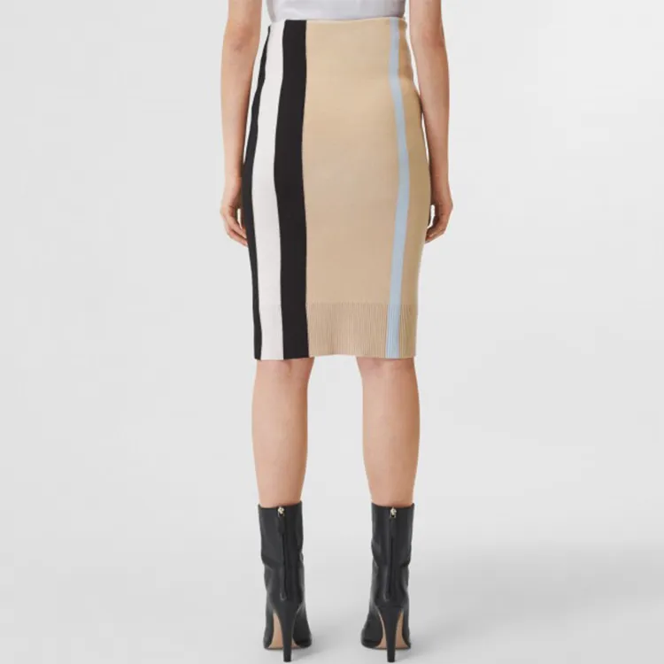 Burberry Leather Long Skirts Women's Beige-2