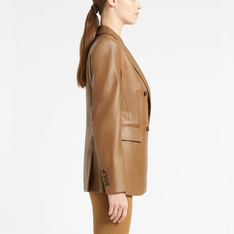 MaxMara Leather Jackets Women's Camel-4