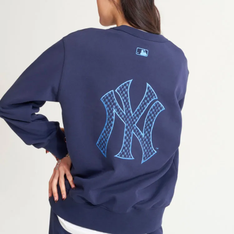 MLB Old Flower Sweatshirts Unisex Navy Blue-4