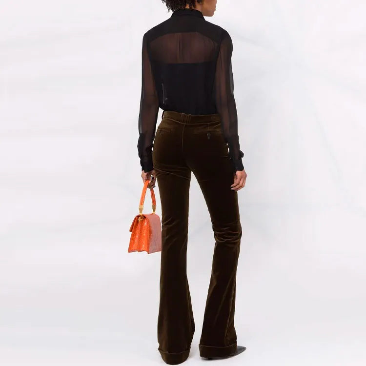 SAINT LAURENT Flared Velvet Trousers-2