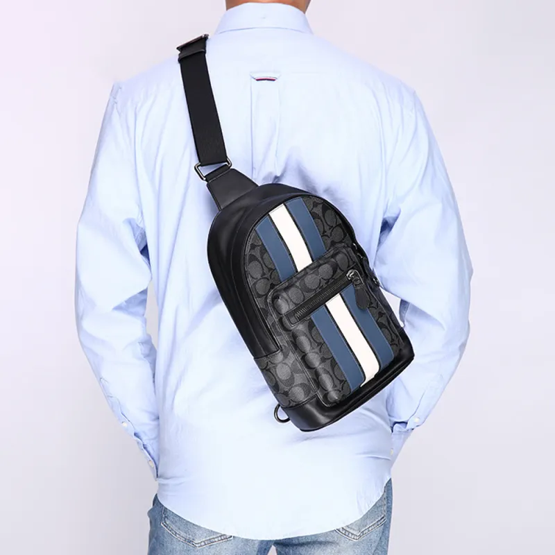 Coach ARGE POUCH IN SIGNATURE CANVAS WITH VARSITY STRIPE-6