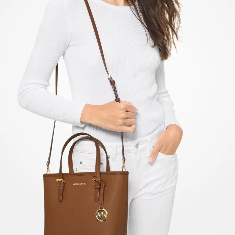 MICHAEL KORS Jet Set Travel Cross-Stitch Leather Tote Bag Shopping Bag Tote Bag Shoulder Bag Women's Brown-4