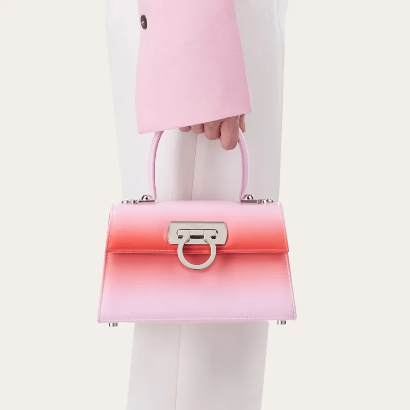 FERRAGAMO Calfskin Shoulder Bag, Crossbody Bag, Handbag Trumpets Women's Pink/Red-7