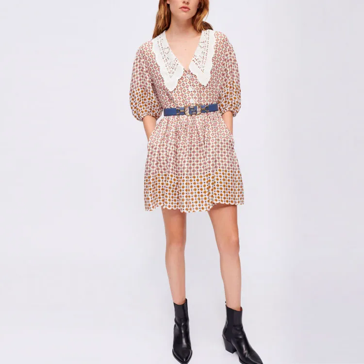 Maje Short Sleeved Dress Women's Multicolor-1