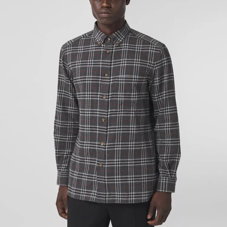 Burberry Shirts Men Charcoal Gray-3