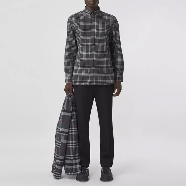 Burberry Shirts Men Charcoal Gray-1
