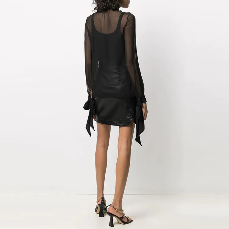 SAINT LAURENT Bow-detailed Sheer Silk Blouse-3