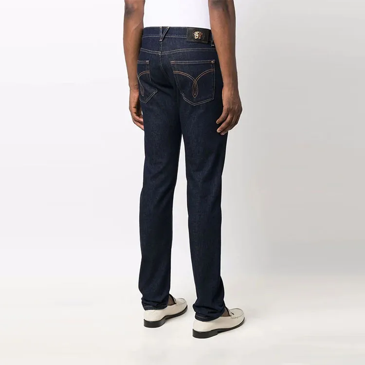 VERSACE Logo Patch Mid Rise Jeans-3