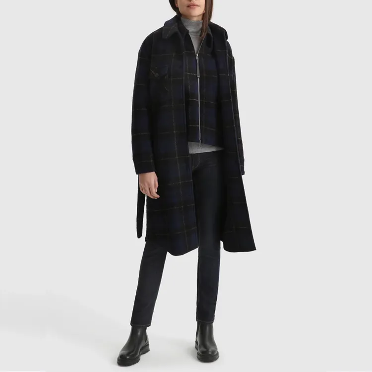 WOOLRICH Gentry Checked Tie Waist Coat-3