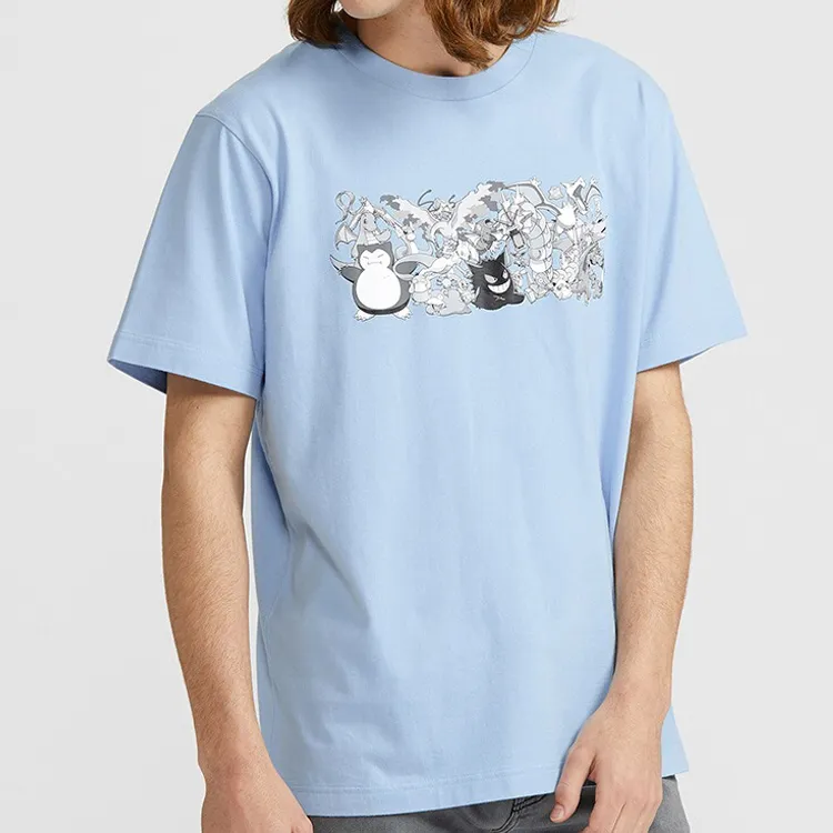 UNIQLO Straight T Shirt Unisex Aqua Blue-3