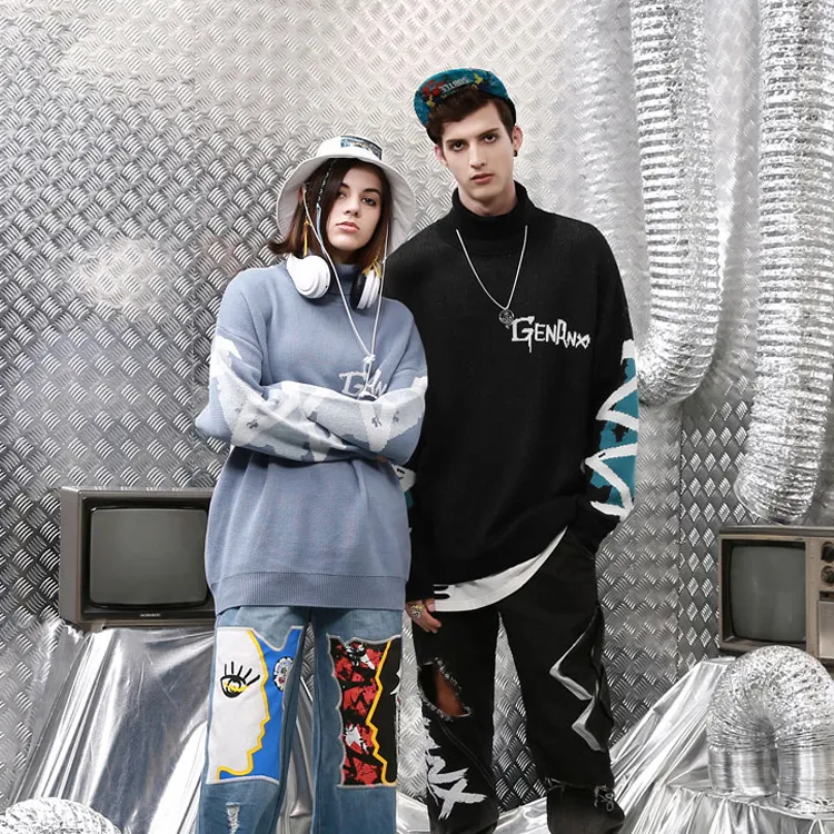 GENANX Sweaters Unisex Black-2