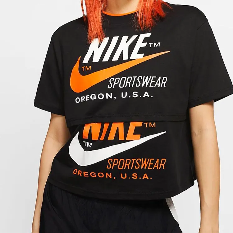 Nike Set in Sleeve T Shirt Women's Black Asia Version-2
