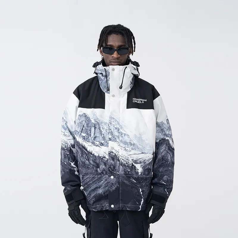 HARSH AND CRUEL Jackets Unisex Snow Mountains Print-2