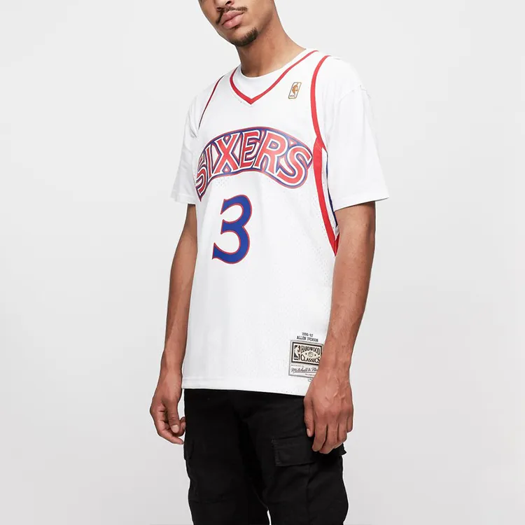 Mitchell & Ness Philadelphia 76ers Home 1996 97 Allen Iverson Swingman Jersey-2