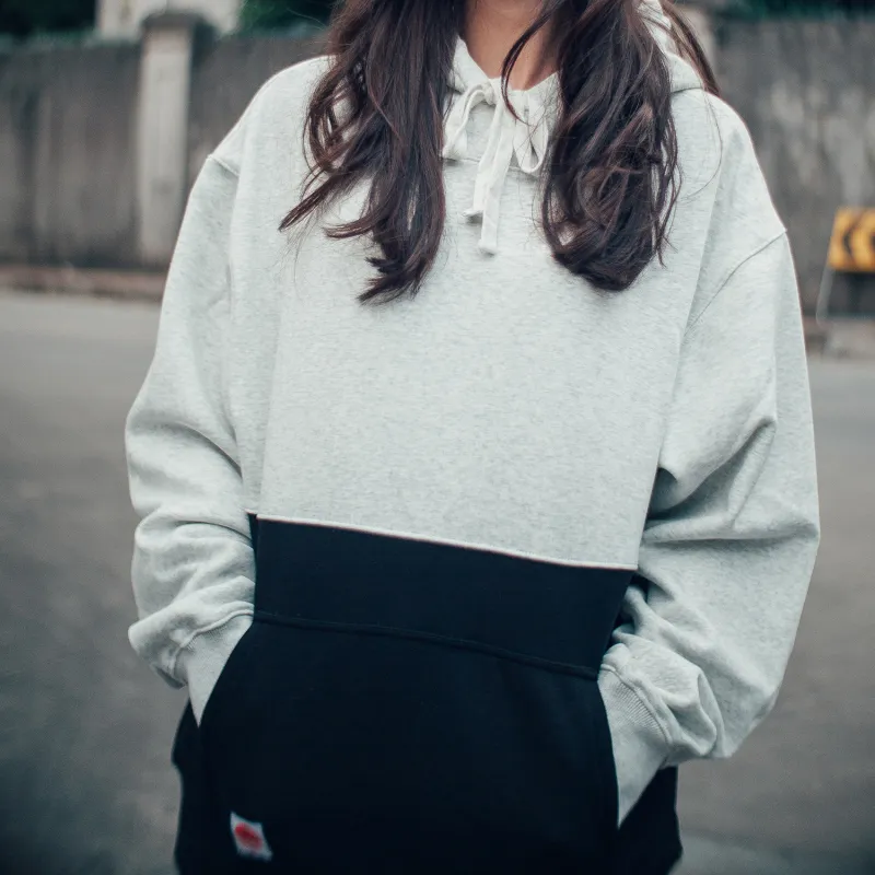 DAKYAM Hooded Loose Fit Sweatshirt Unisex Black & Gray-3