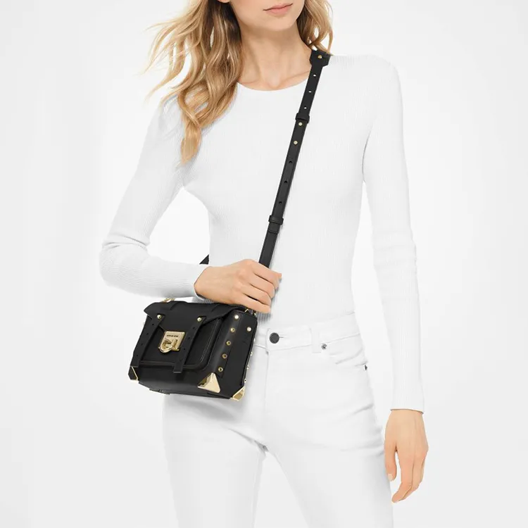 MICHAEL KORS Manhattan Cow Leather Satchel Bag Crossbody Bag Shoulder Bag Small Size Women's Black-5
