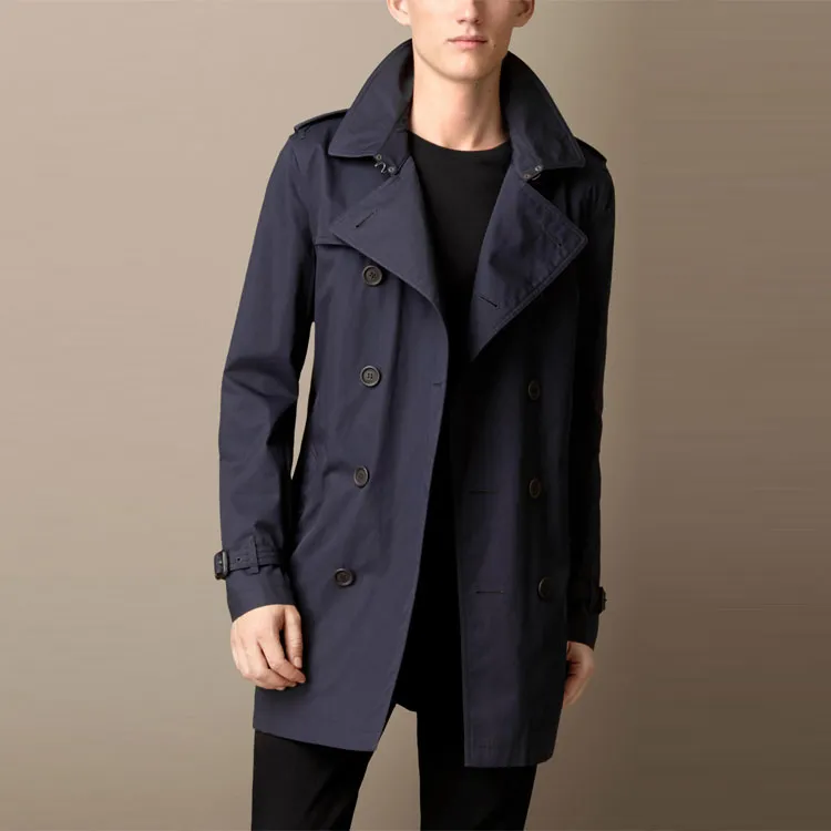 Burberry Trench Coats Men Dark Blue-2