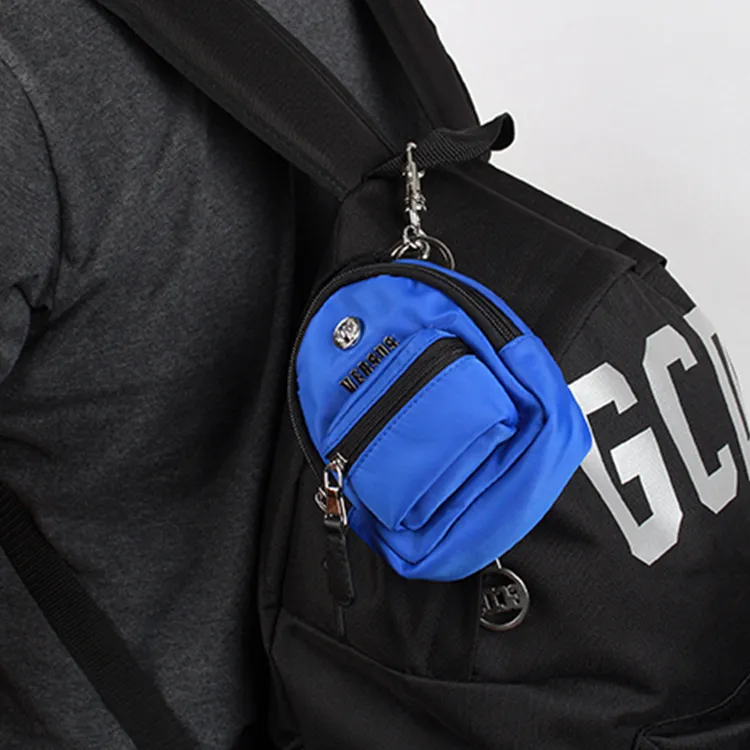 VERSACE Nylon Key Pouch Coin Purse Unisex Blue-3