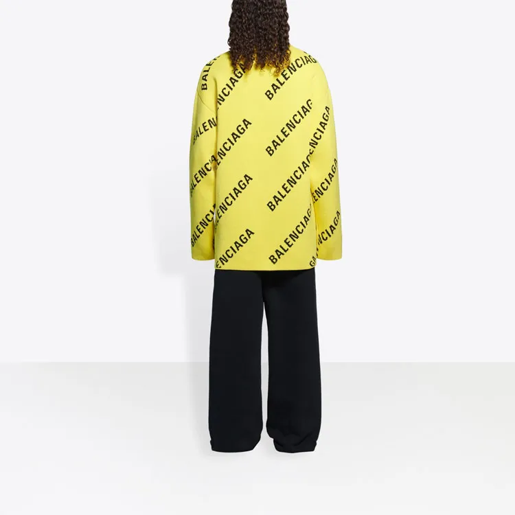 Balenciaga Allover Logo Knit Oversized Crewneck-6
