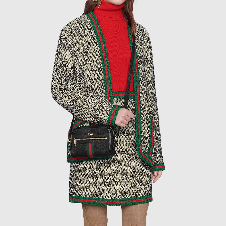 GUCCI Ophidia Leather Shoulder Bag Crossbody Bag Mini Unisex Black-8
