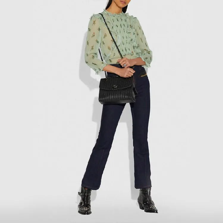 COACH Women's Parker Quilting Shoulder Bag Black-4