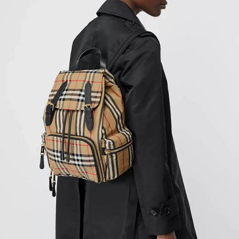 Burberry Vintage Polyamide Backpack Medium Size Unisex Beige-4