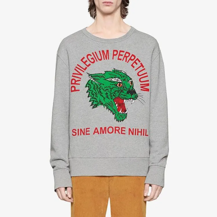 GUCCI Panther Face Cotton Sweatshirt-3
