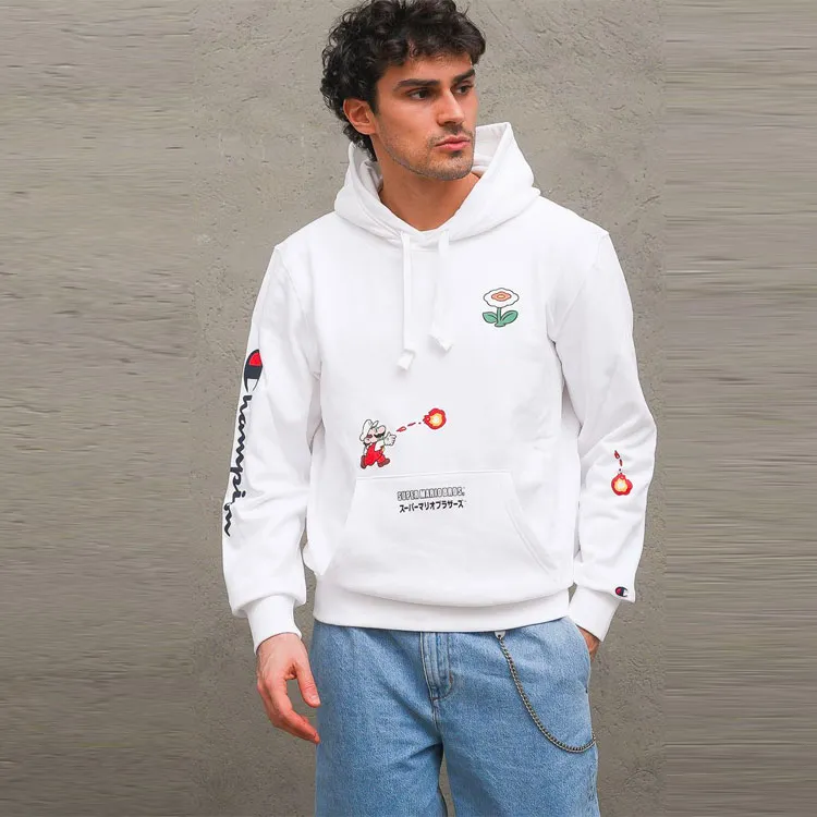 Champion x Nintendo Hooded Loose Fit Sweatshirt Unisex White-3