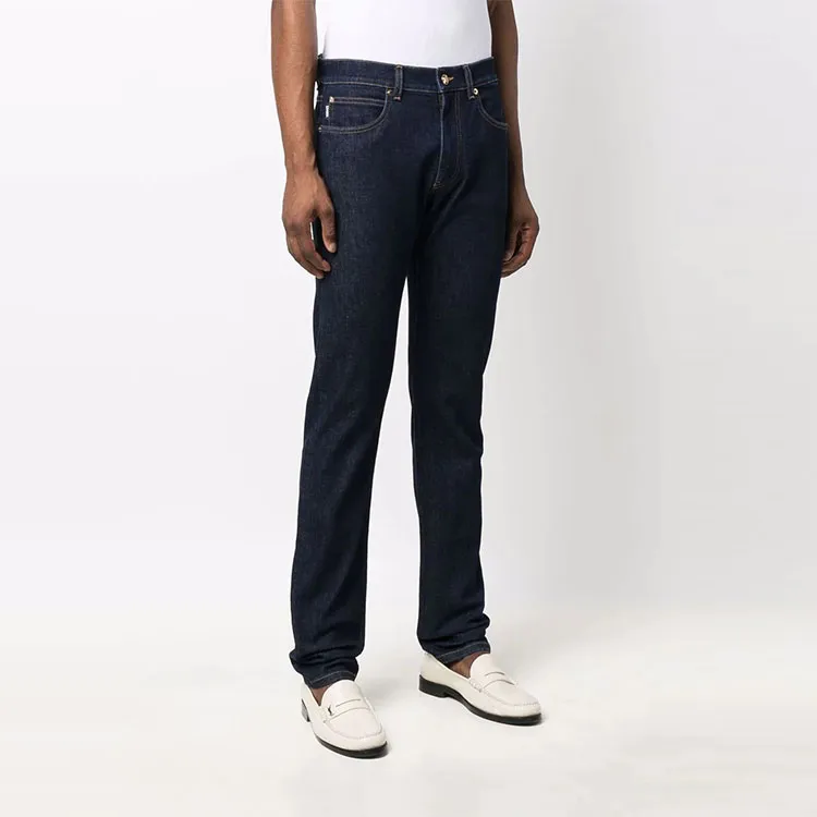 VERSACE Logo Patch Mid Rise Jeans-2