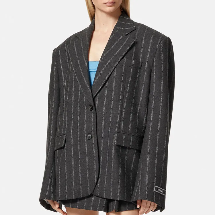 VERSACE Informal Pinstripe Jacket 'Medium Grey'-3