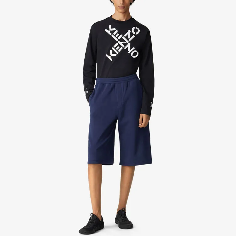 KENZO SS21 Little X Logo Print Oversized Shorts-2