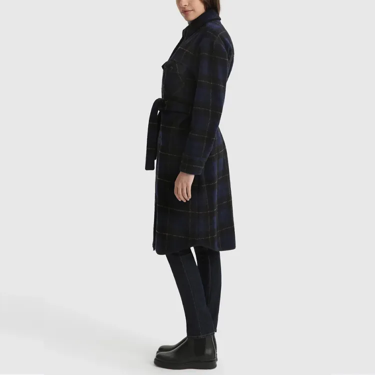 WOOLRICH Gentry Checked Tie Waist Coat-4